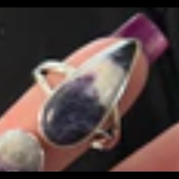 New Sterling Silver Purple Teardrop Mexican Morado Violet Flame Opal Ring Sz 9 - Picture 11 of 15